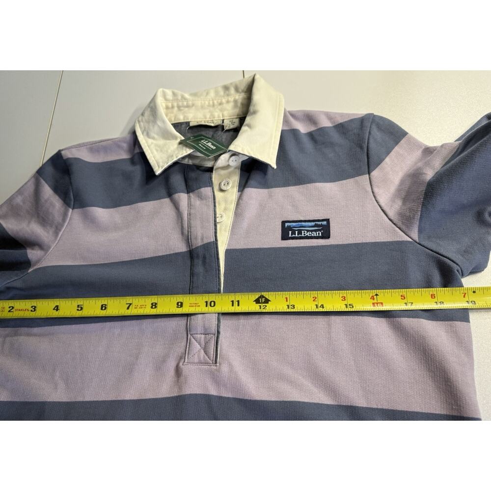 LL Bean Rugby Shirt Womens XS Long Sleeve Polo Striped Blue Purple Preppy NEW - Picture 7 of 12